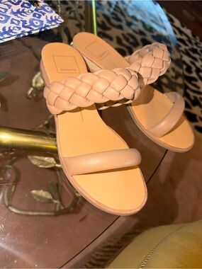 Dolce Vita Beige Braided Strap Slide Sandals